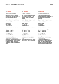 HU Ungarn HU Hungary HU Hongrie &Auml;nderung der Anschrift