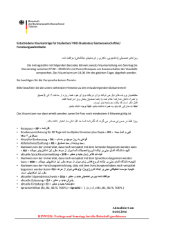 Liste abholbereite Visa