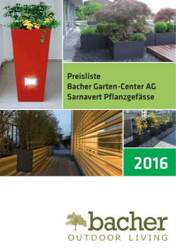 Preisliste Bacher Garten-Center AG Sarnavert Pflanzgefässe