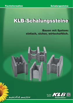 Fachinformationen Schalungssteine - KLB