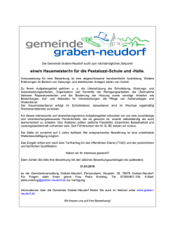 eine/n Hausmeister/in f&uuml;r die Pestalozzi-Schule und