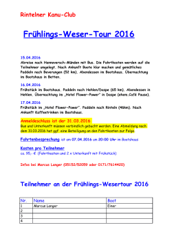 Frühlings-Weser-Tour 2016 - Rintelner Kanu