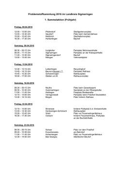 Terminplan Problemstoffsammlung 2016