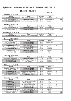 Spielplan Uedemer SV 1919 e.V. Saison 2015