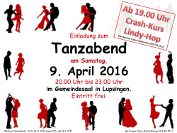 Tanzabend vom 9. April 2016