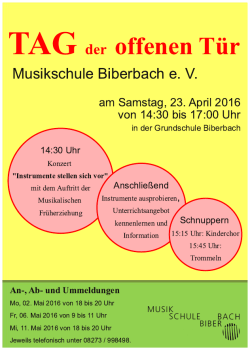 TAG der offenen Tür - Musikschule Biberbach