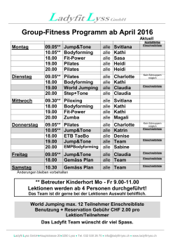 Group-Fitness Programm ab April 2016