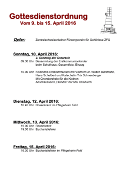 Gottesdienstordnung - Pfarrei Oberkirch