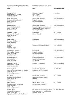 Liste der Nachhilfelehrer - Gemeinde Ubstadt