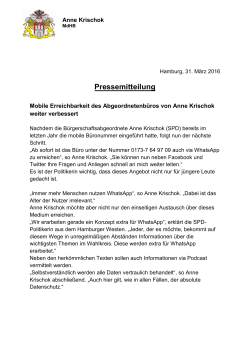 Pressemitteilung von Anne Krischok (SPD) - Anne