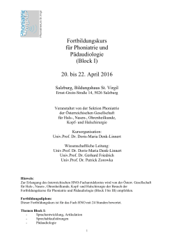 20. bis 22. April 2016 - Deutsche Gesellschaft für Phoniatrie und