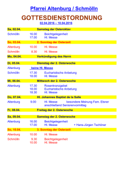 Gottesdienste und Vermeldungen