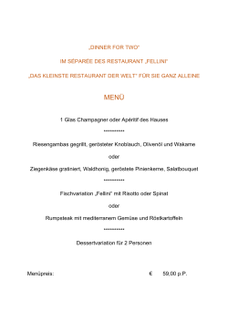 Dinner For Two Nur im "kleinsten Restaurant der Welt" als PDF
