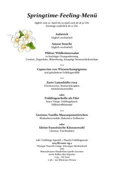 Springtime-Feeling-Men&uuml; 1.April bis 30.April jeweils ab 18.30