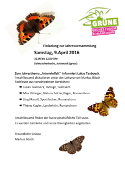 Samstag, 9.April 2016 - Grünes Forum Romanshorn