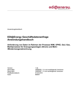 ORDERS / ORDRSP AHB Gesch&auml;ftsdatenanfrage - Edi