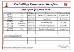 Dienstplan April 2016 - Freiwilige Feuerwehr Wernfels