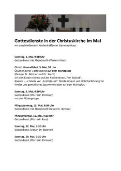 Gottesdienste in der Christuskirche im Mai