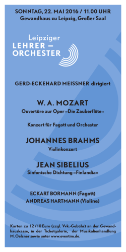 W. a. MoZart JohanneS BrahMS Jean SiBeLiUS