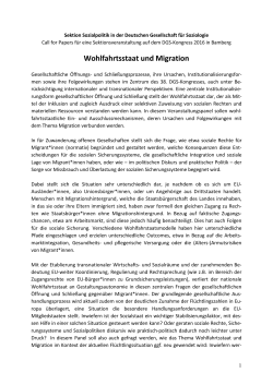 Wohlfahrtsstaat und Migration - Deutsche Gesellschaft für Soziologie