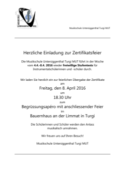 Herzliche Einladung zur Zertifikatsfeier