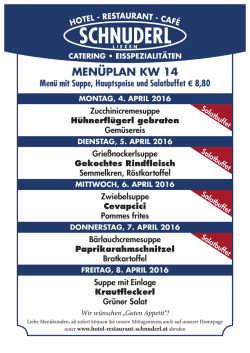 MENÜPLAN KW 14 - Hotel-Restaurant