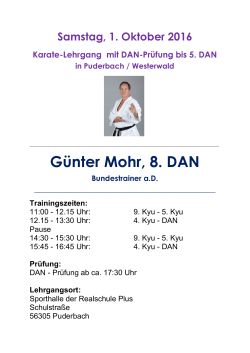 Günter Mohr, 8. DAN - Karate-Club