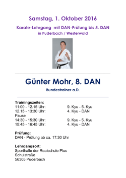 G&uuml;nter Mohr, 8. DAN - Karate-Club