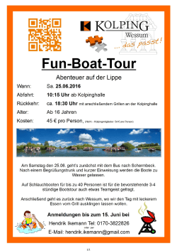 1/1 Fun-Boat-Tour Abenteuer auf der Lippe Wann Sa. 25.06.2016