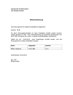 Gemeinde Großhansdorf Der Bürgermeister Bekanntmachung