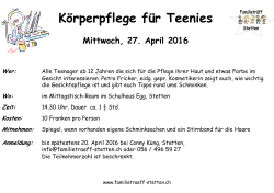 Körperpflege für Teenies Mittwoch, 27. April 2016