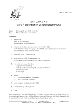 E I N L A D U N G zur 17. ordentlichen Generalversammlung