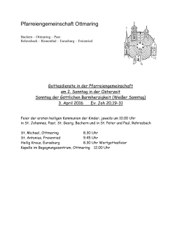 Gottesdienste 21 Februar 2016 - Pfarreiengemeinschaft Ottmaring