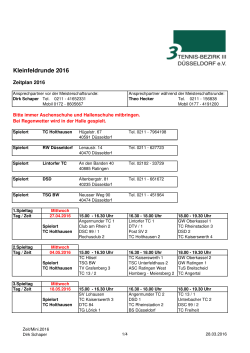 Zeitplan Kleinfeldrunde 2016