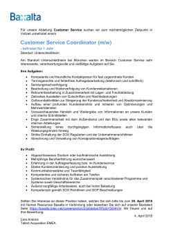 Customer Service Coordinator (m/w)