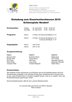 Einladung zum Einzelwettschiessen 2016 Schiessplatz Neudorf