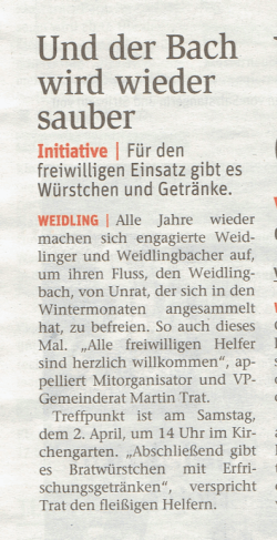 Bachsäuberung des Weidlingbachs bei