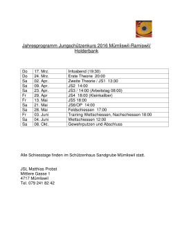 Jahresprogramm Jungsch&uuml;tzenkurs 2016 M&uuml;mliswil