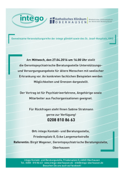27.04.2016 Vortrag: die Gerontopsychiatrische Beratungsstelle stellt