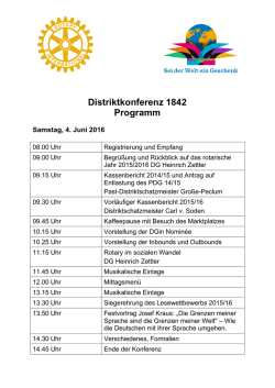 Distriktkonferenz 1842 Programm Samstag, 4. Juni 2016