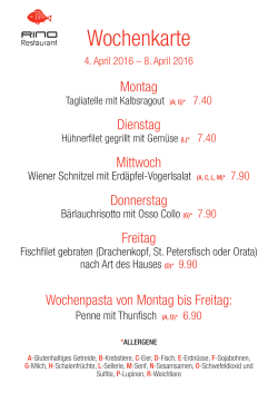Wochenkarte - Rino Café & Essbar