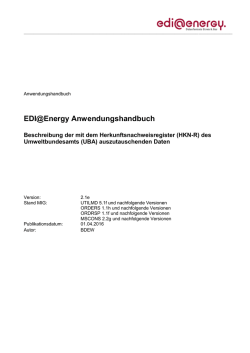 Herkunftsnachweisregister AHB - Edi