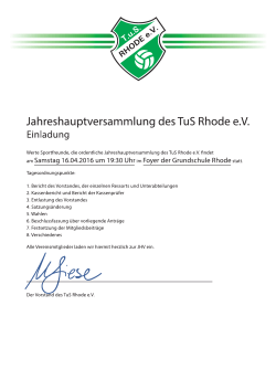 Offizielle Einladung mit den Tagesordnungspunkten