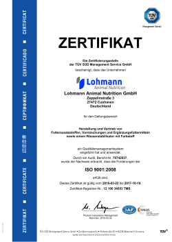 zertifikat - Lohmann Animal Nutrition