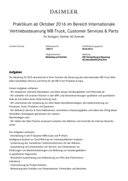 Praktikum ab Oktober 2016 im Bereich Internationale