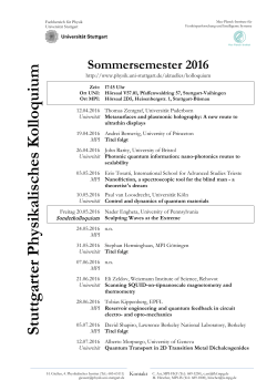 Vortragsprogramm für das Sommersemester 2016
