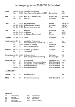 Jahresprogramm 2016 TV Schnottwil