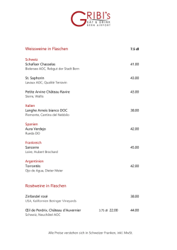 Weinkarte Weissweine
