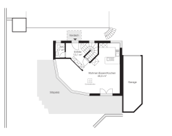 Wohnen/Essen/Kochen 45,5 m2 Garage Vordach Entrée 13,1 m2