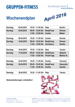 Wochenendplan April 2016